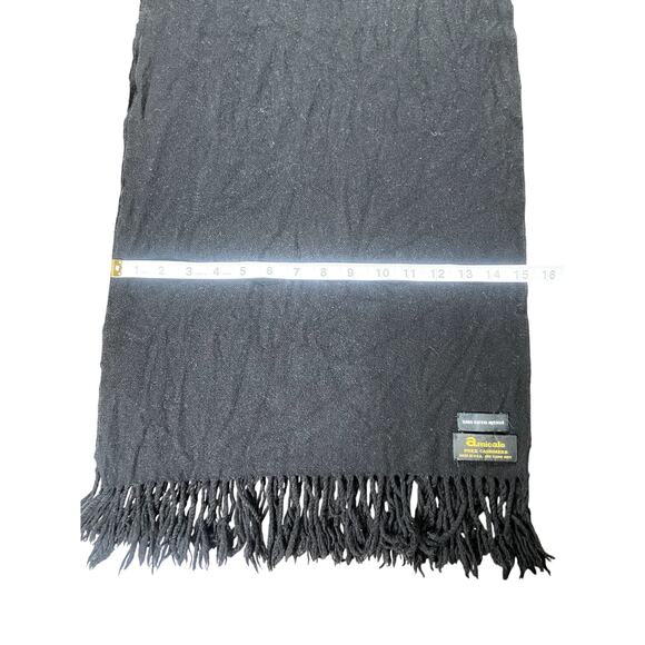 Saks Fifth Avenue Amicale 100% Cashmere Black Scarf 68x15 Fringe USA Made - Picture 5 of 6